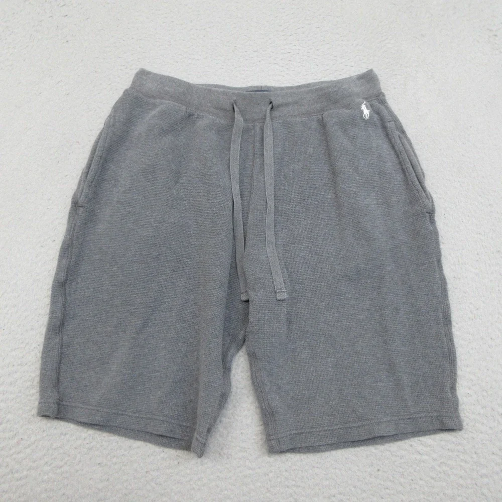 Polo Ralph Lauren Waffle Knit Lounge Short Men M Gray Thermal Drawstring Comfort